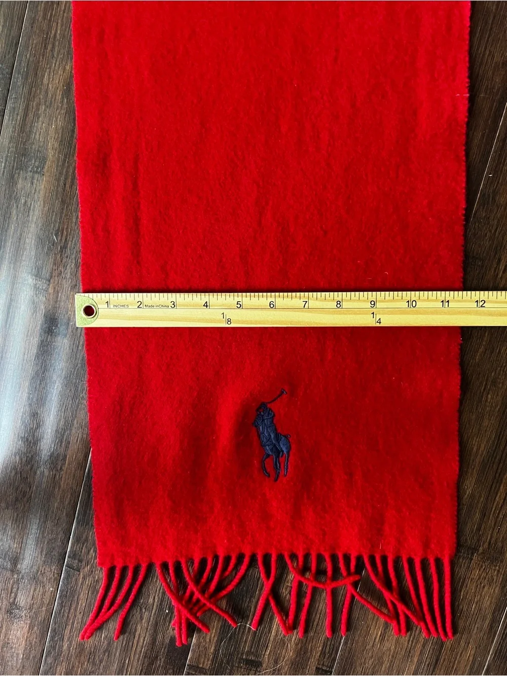 Polo Ralph Lauren Made In Italy Lambswool Scarf Big Pony Red 12x62” Rectangle